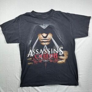 Assassins Creed II 2009 Vintage Graphic T-Shirt Mens Large Black Ubisoft Ezio